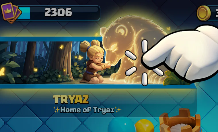 Clash Royale Home-Screen mit hervorgehobenem Spielerbanner
